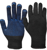 Перчатки рабочие х/б «СТАНДАРТ» c ПВХ «Точка», 3-нити, 10 класс, с машинным оверлоком, черные