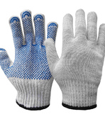 Перчатки рабочие хб «ПРЕМИУМ» с ПВХ нанесением «Точка», 5-нитей, 7.5 класс, с двойным ручным оверлоком, белые