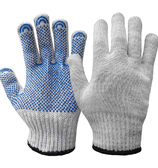 Перчатки рабочие хб «ПРЕМИУМ» с ПВХ нанесением «Точка», 5-нитей, 7.5 класс, с двойным ручным оверлоком, белые