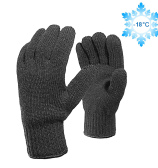 Двойные полушерстяные перчатки (50% шерсть + 50% акрил), с ПВХ «Точка», по ГОСТу с маркировкой, чёрные, до -18°С