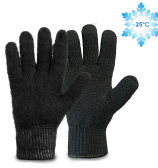 Двойные полушерстяные перчатки с внутренним начёсом (50% шерсть + 50% акрил), по ГОСТу с маркировкой, чёрные до -25°С