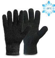 Двойные полушерстяные перчатки с внутренним начёсом (50% шерсть + 50% акрил), по ГОСТу с маркировкой, чёрные до -25°С