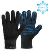 Двойные полушерстяные перчатки с внутренним начёсом (50% шерсть + 50% акрил), с ПВХ «Точка» по ГОСТу с маркировкой, черные до -25°С