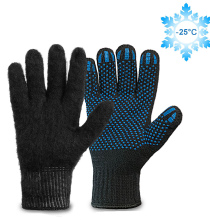 Двойные полушерстяные перчатки с внутренним начёсом (50% шерсть + 50% акрил), с ПВХ «Точка» по ГОСТу с маркировкой, черные до -25°С