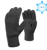 Двойные полушерстяные перчатки (50% шерсть + 50% акрил), по ГОСТу с маркировкой, чёрные, до -18°С