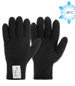 Двойные шерстяные перчатки (70% шерсть + 30% акрил) по ГОСТу с маркировкой, чёрные, до -25°С