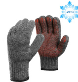 Двойные шерстяные перчатки с антискользящим покрытием (70% шерсть + 30% акрил), по ГОСТу с маркировкой, серые