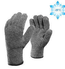 Двойные шерстяные перчатки с внутренним начёсом (70% шерсть + 30% акрил), по ГОСТу с маркировкой, серые, до -25°С