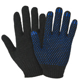 Перчатки рабочие хб «ПРЕМИУМ» с ПВХ нанесением «Точка», 5-нитей, 10 класс, с машинным оверлоком, черные