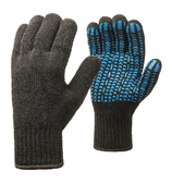 Двойные полушерстяные перчатки (30% шерсть + 70% акрил) с ПВХ «Протектор», 7.5 класс, черные