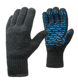 Двойные полушерстяные перчатки (30% шерсть + 70% акрил) с ПВХ «Волна», 7.5 класс, черные