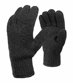 Одинарные полушерстяные перчатки (15% шерсть + 85% акрил), 7.5 класс, черный