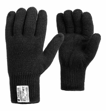 Одинарные полушерстяные перчатки (50% шерсть + 50% акрил) (утепляющие вкладыши), 10 класс, черные