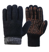 Двойные полушерстяные перчатки, 7.5 класс, с шерстяным вкладышем и внутренним начесом, черные