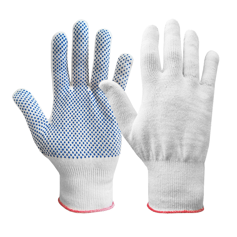 Рабочие х/б перчатки, тонкие, с ПВХ «микроточка», белые, 13 класс .