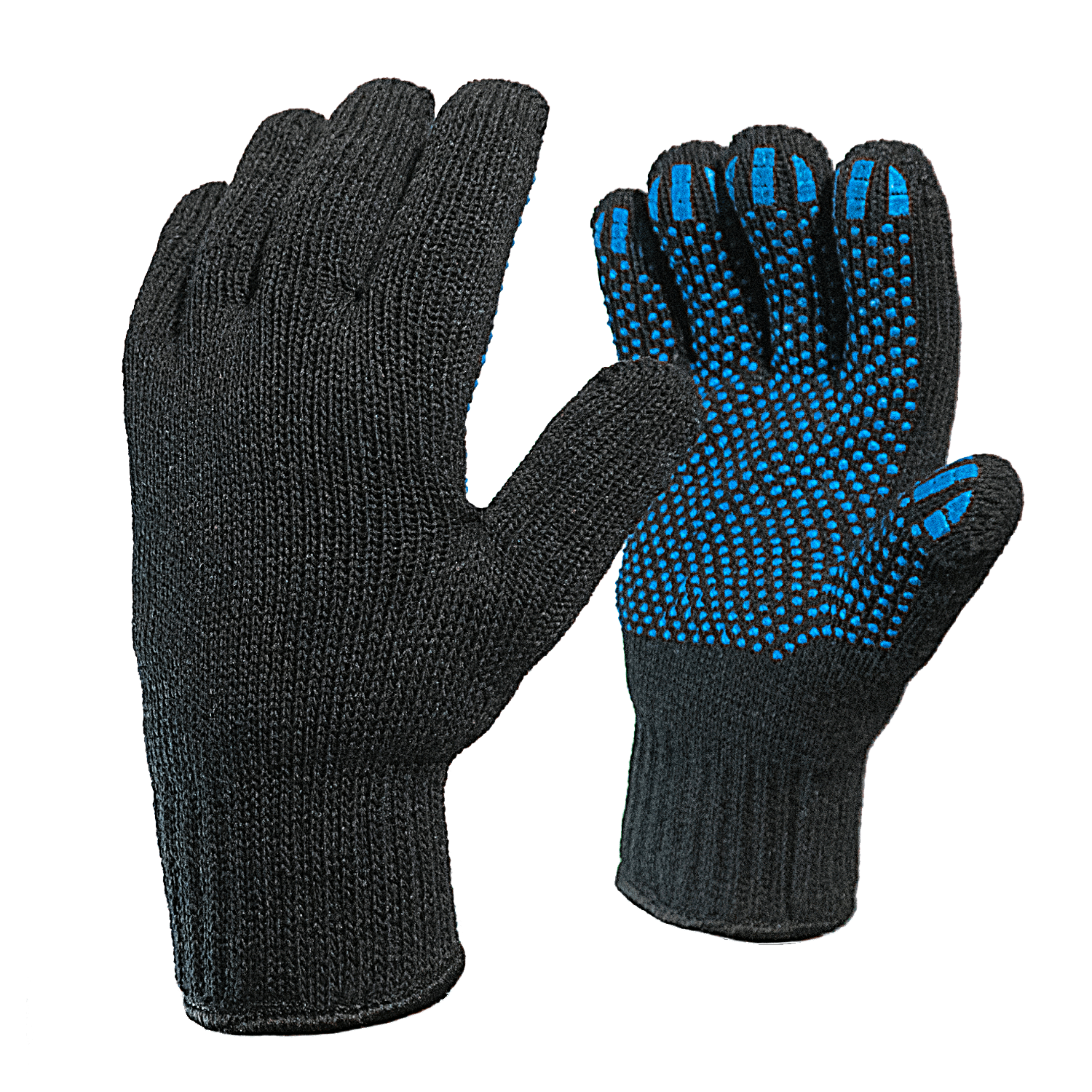 Двойные полушерстяные перчатки (50% шерсть + 50% акрил) с ПВХ (точка) ❄ 